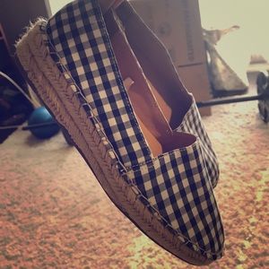 Blue and white flats